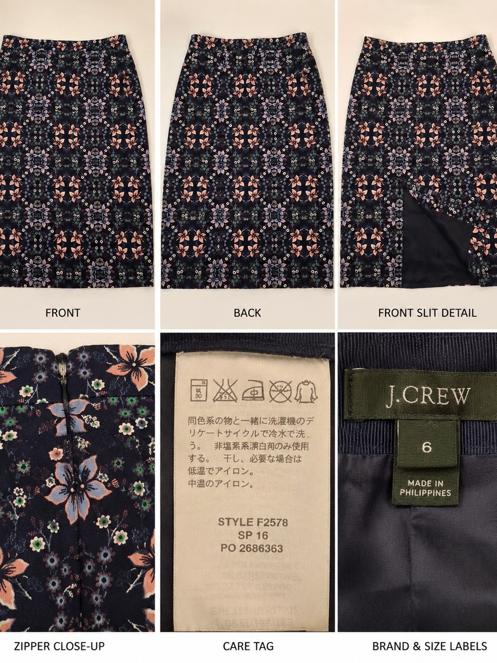 Elengant J Crew high front Slit Size 6